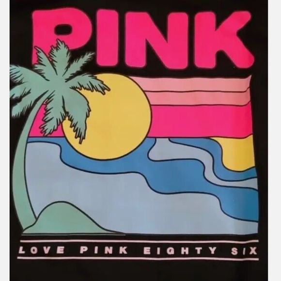 NWT Victoria’s Secret PINK Black Fleece Tropical Zip Hoodie, XXL - Picture 7 of 11